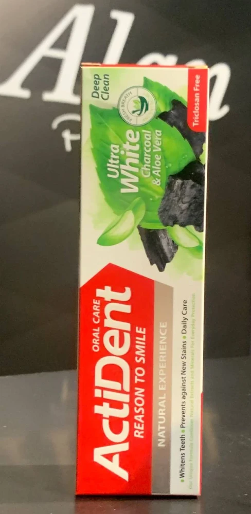 ACTIDENT Toothpaste with ultra white aloe and charcoal 48*100g