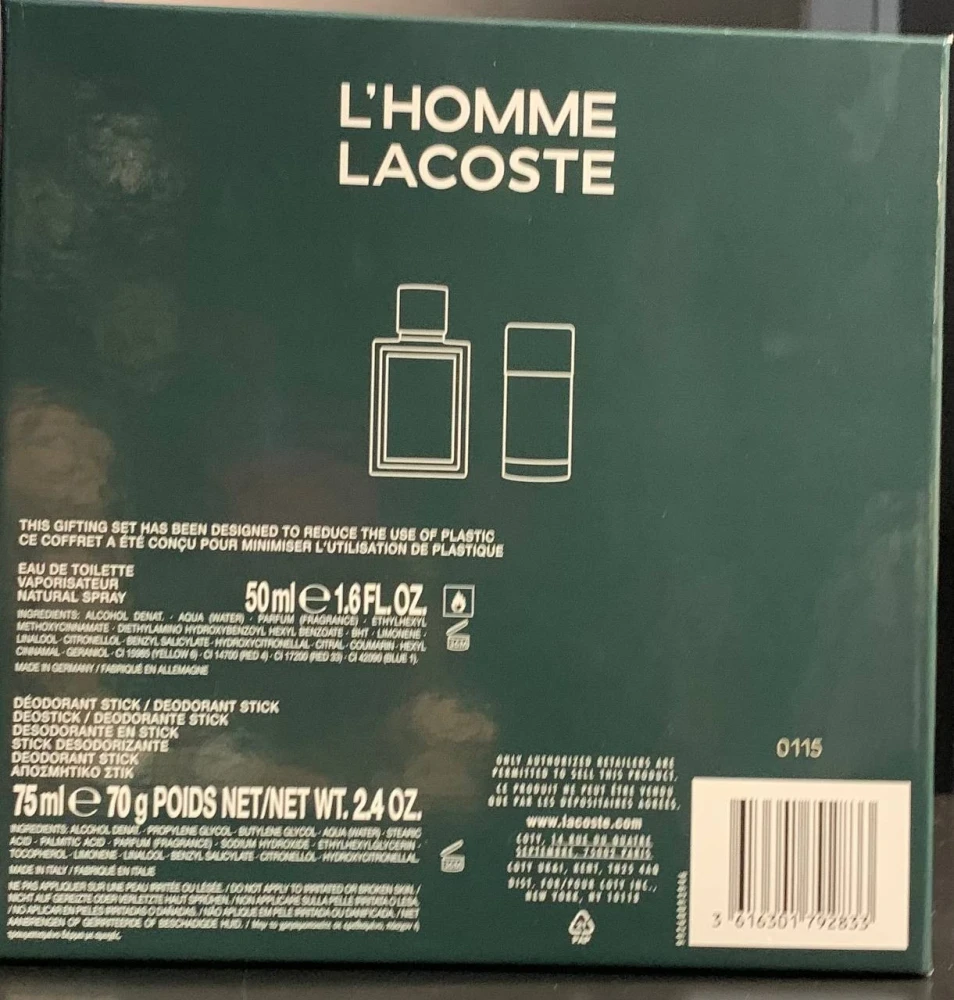 Lacoste  Men's L'Homme 2pc Gift Set